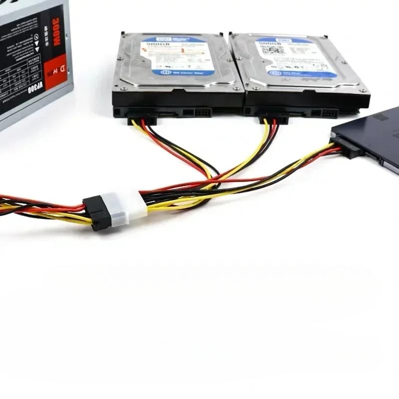 4-контактный IDE Molex на 2 3xSata Serial ATA 15-контактный SATA на 4-контактный Y-разветвитель для жесткого диска, удлинительный кабель питания 22AWG