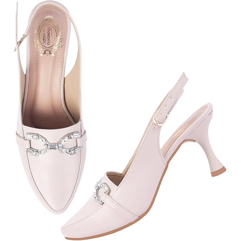 Shoetopia Элегантные туфли-слингбэки кремовые для женщин и девочек - EU40