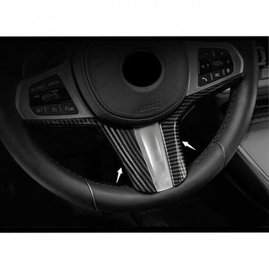 Car Steering Wheel Frame Cover Trim For BMW 5 Series G30 2018-2022 Carbon Fiber