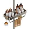 Punch-free Bathroom Shower Rack Single-layer Shower Rack with Rod Grey