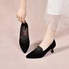 Женские туфли-лодочки на высоком каблуке с острым носком, осень-зима 2025, простые, темпераментные, маленькие черные туфли на один педаль, всесезонные, модные туфли с горячими бриллиантами