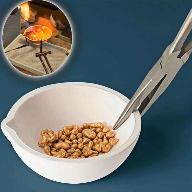 5g-200g High Temperature Quartz Bowl Crucible Furnace Melting Casting Refining Golden Silver Jewelry Tools