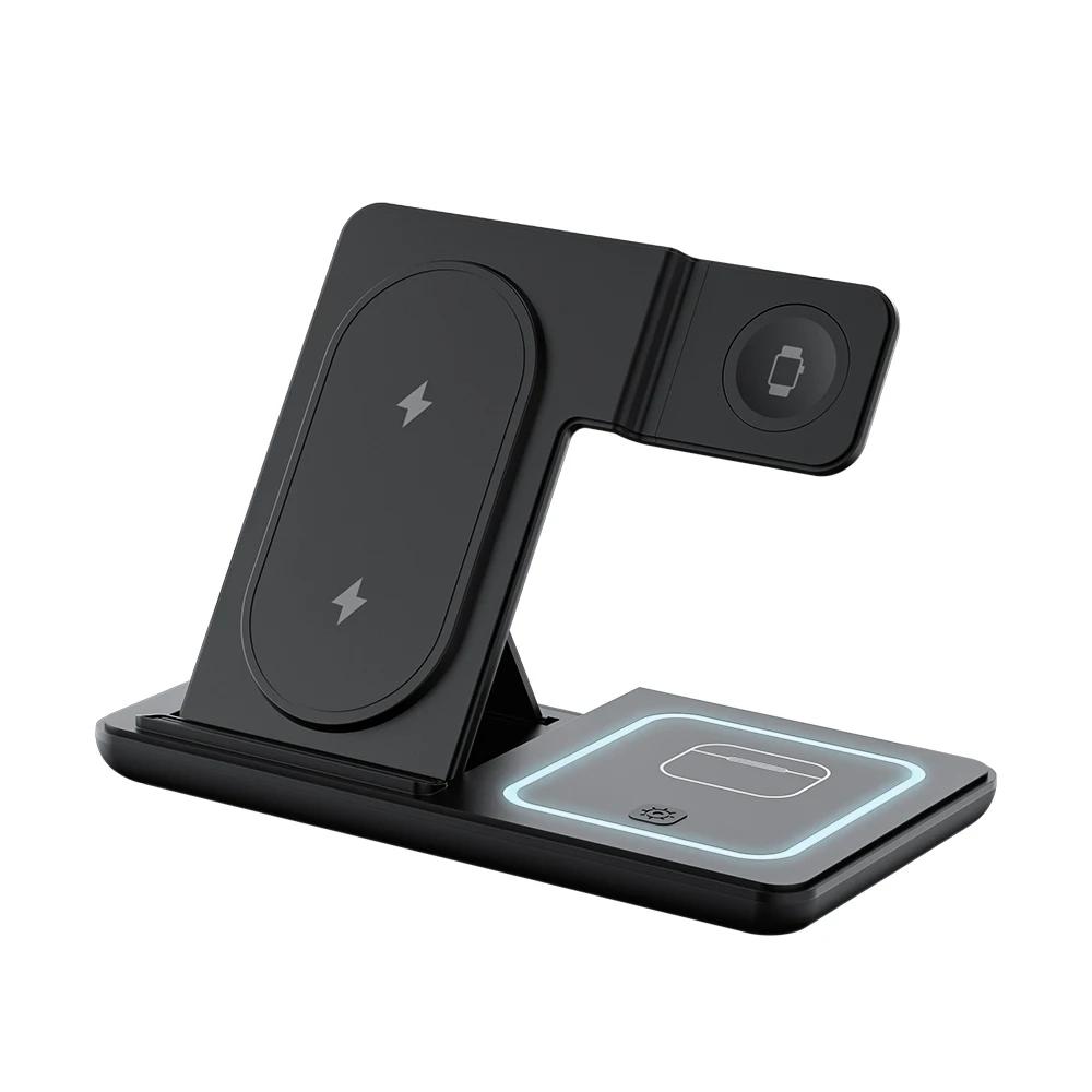 Складная настольная подставка 3 в 1 для беспроводной зарядки для Samsung S24 S23 Galaxy Watch 2-8 Active 1 2 Buds Pro LED станция быстрой зарядки