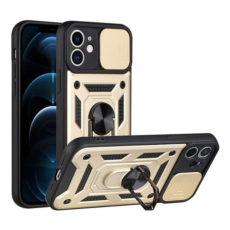 Чехол-бампер Armor Slide с защитой камеры для iPhone 13 12 11 Pro Max XR XS Max 6 7 8 Plus, с подставкой-кольцом, противоударный