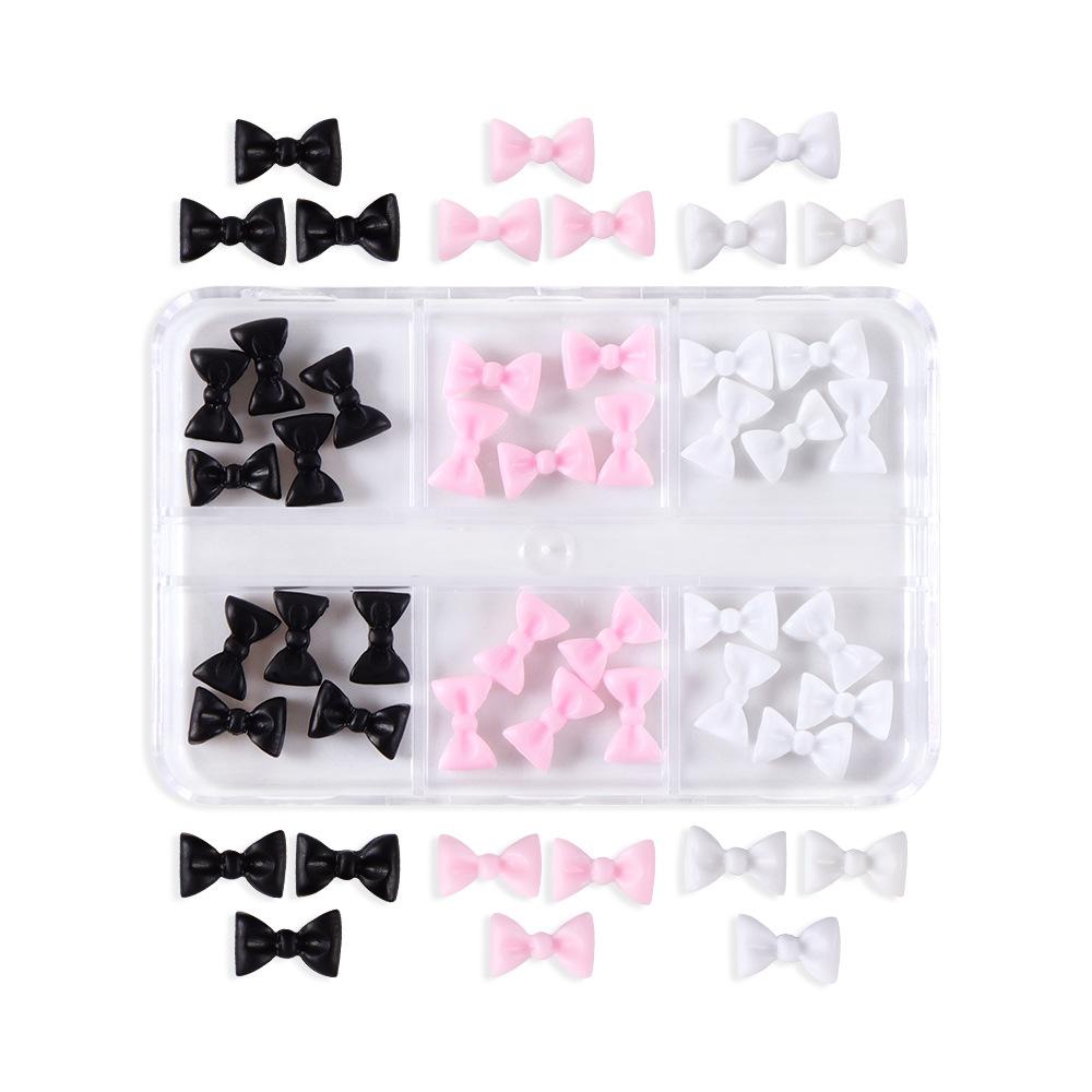 6-сетчатая коробка, лента, бант, аксессуары для ногтей, аксессуары для банта из смолы, товары для ногтей «сделай сам»