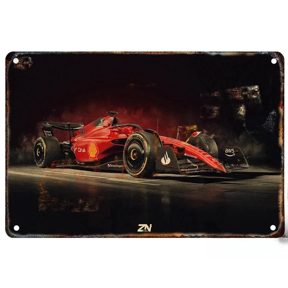 Metal Tin Metal Poster F1 Racing Tin Sign Metal Plaque Poster for Bar Club Wall Decor Retro Bedroom Vintage Wall Plate Pendant