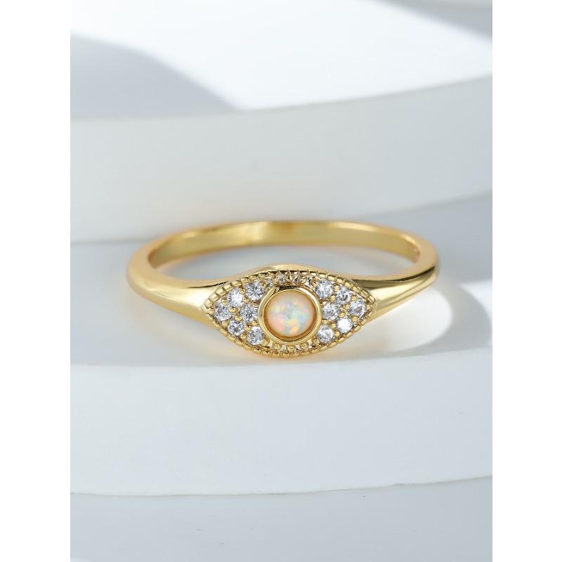 Hot Selling European and American Fashion Ring with Round White Micro Inlaid White Diamond Devils Eye
