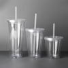 Clear Tumbler With Straw Reusable Transparent Double-Layer Water Bottle For Coffee Milk Diy Smoothie Cup Drinkware 1Pc