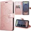 Protective Case - BOOLING - for Samsung Galaxy S25 Ultra - Synthetic Leather - Butterfly Pattern - Pink