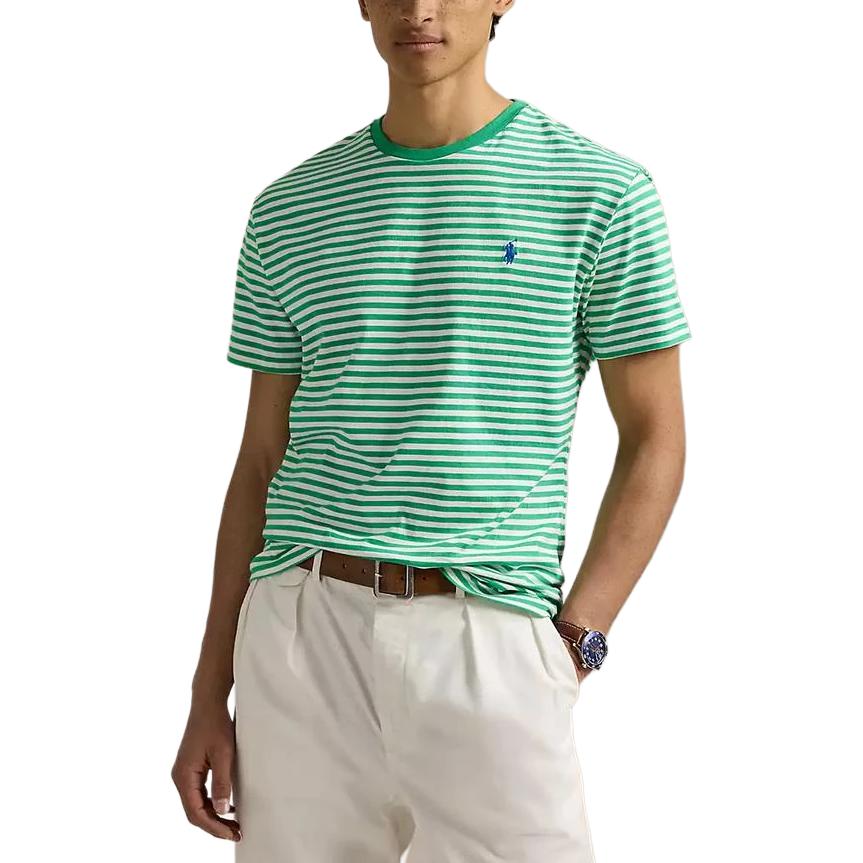 Polo Ralph Lauren SS25 Круглый вырез Полосатая Вышитая Футболка с коротким рукавом Мужские Топы 710960660-004