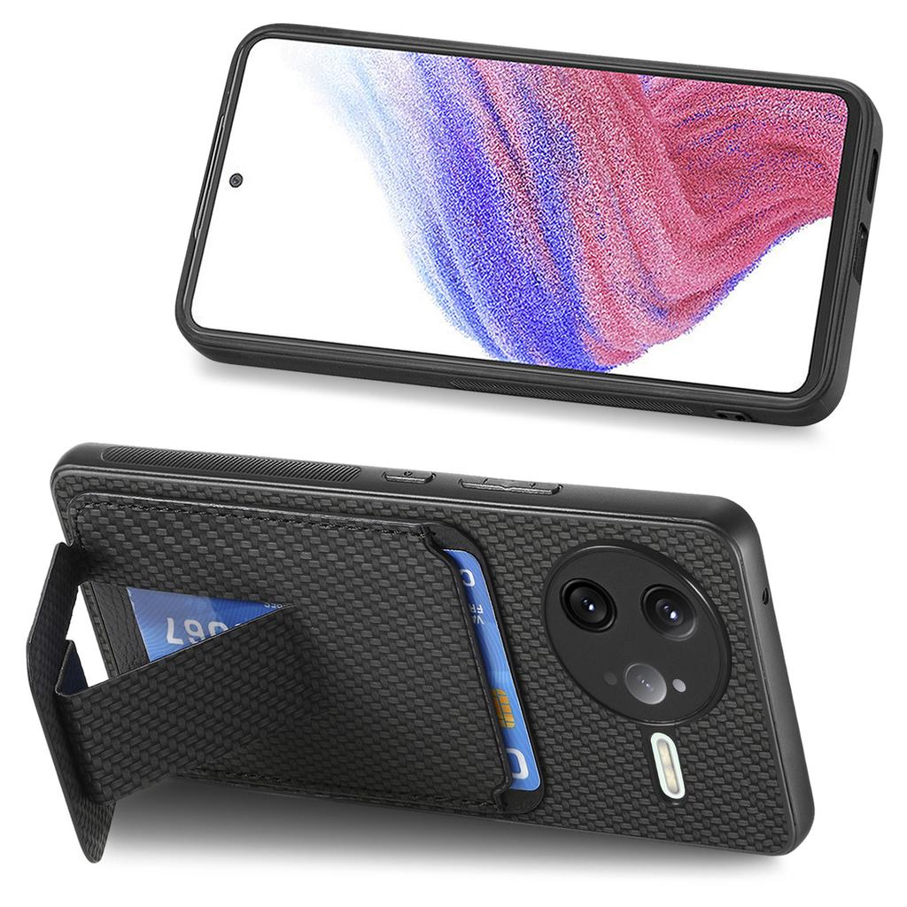 Для Xiaomi Poco F7 Ultra 5G/Xiaomi Redmi K80 Pro 5G Чехол Держатель для карт Текстура углеродного волокна Кожаное покрытие ТПУ Чехол для телефона