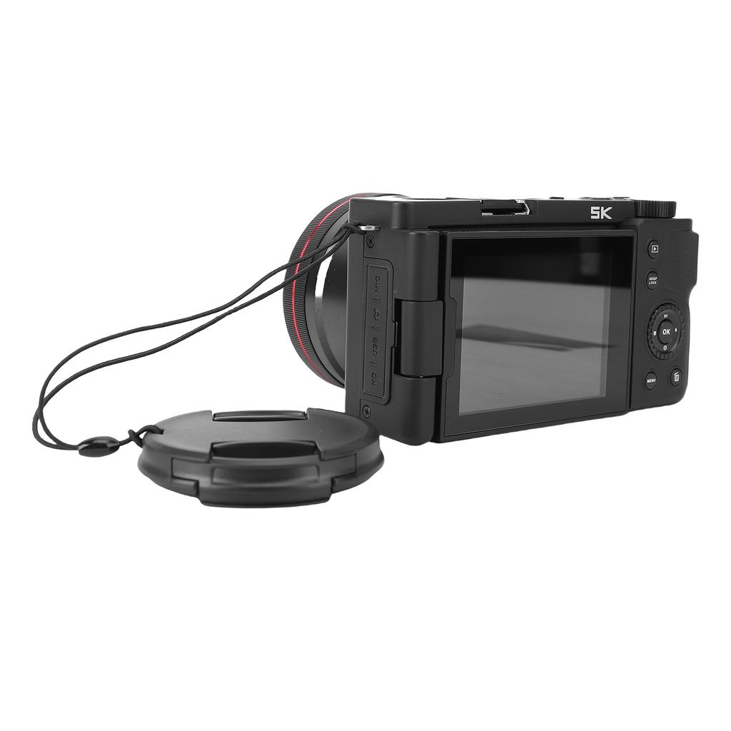 5K 72MP Digital Camera 12X Optical Zoom Camera with Flip Screen Multiple Filters LED Flash for Landscape Portrait Black