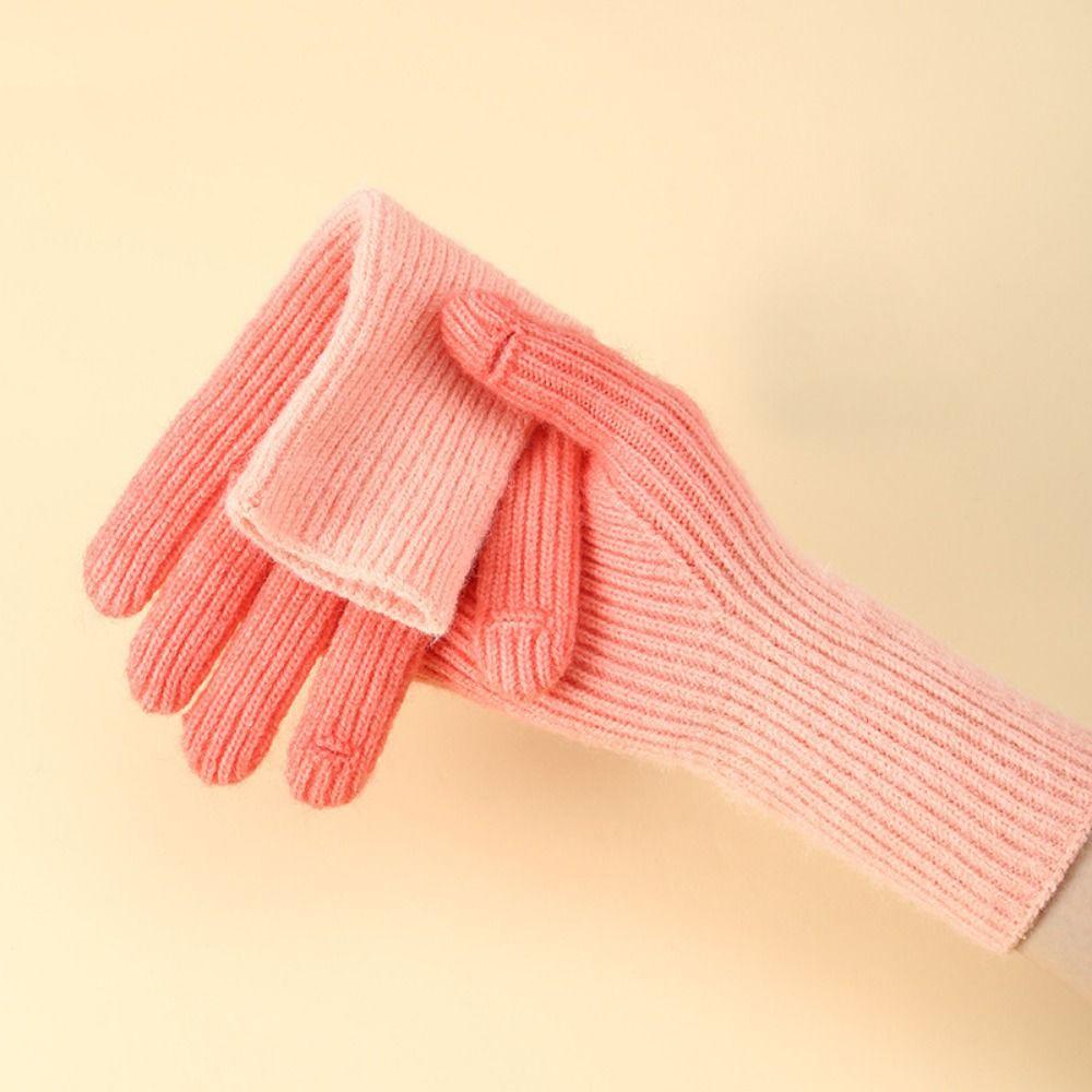 Gradient Color Touch Screen Mitten Cold-Proof Thicken Warm Gloves Winter Knitted Gloves  Driving