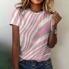 Женская футболка, летняя новинка, одежда с круглым вырезом, полосатый принтованный топ, модная свободная повседневная женская одежда с короткими рукавами, футболка