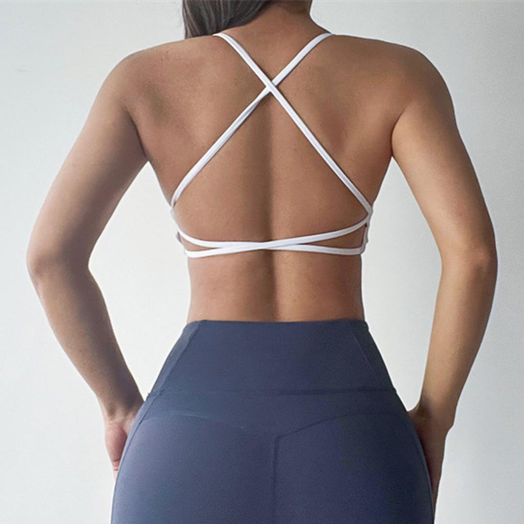 Женский спортивный бюстгальтер с мягкой подкладкой и открытой спиной, спортивный бюстгальтер для йоги и фитнеса