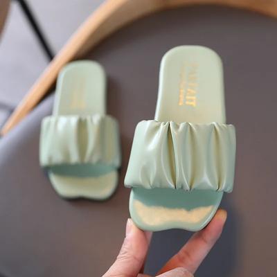 Сандалии для девочек, детские летние пляжные сандалии, плиссированные оборки, милые детские тапочки принцессы для купания, плавания в помещении и на открытом воздухе, новинка