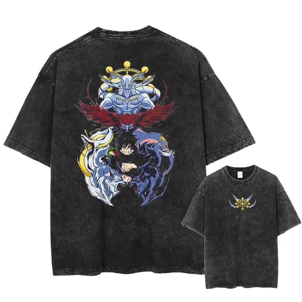 2026 Summer Jujutsu Kaisen Manga Tshirt Zenin Maki Graphic Print T Shirt Men Clothes Short Sleeve Tees Washed Oversized Cotton