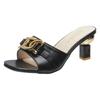 Summer Women's Slippers Sandals Shoes Female Golden Metal Chain Ladies Fashion Casual Slides Mules  Indoor Zapato Mujer 36-43