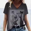 Летняя женская футболка с принтом кота, повседневные футболки с короткими рукавами и 3d футболками, модная уличная одежда, пуловер с круглым вырезом, женская одежда большого размера
