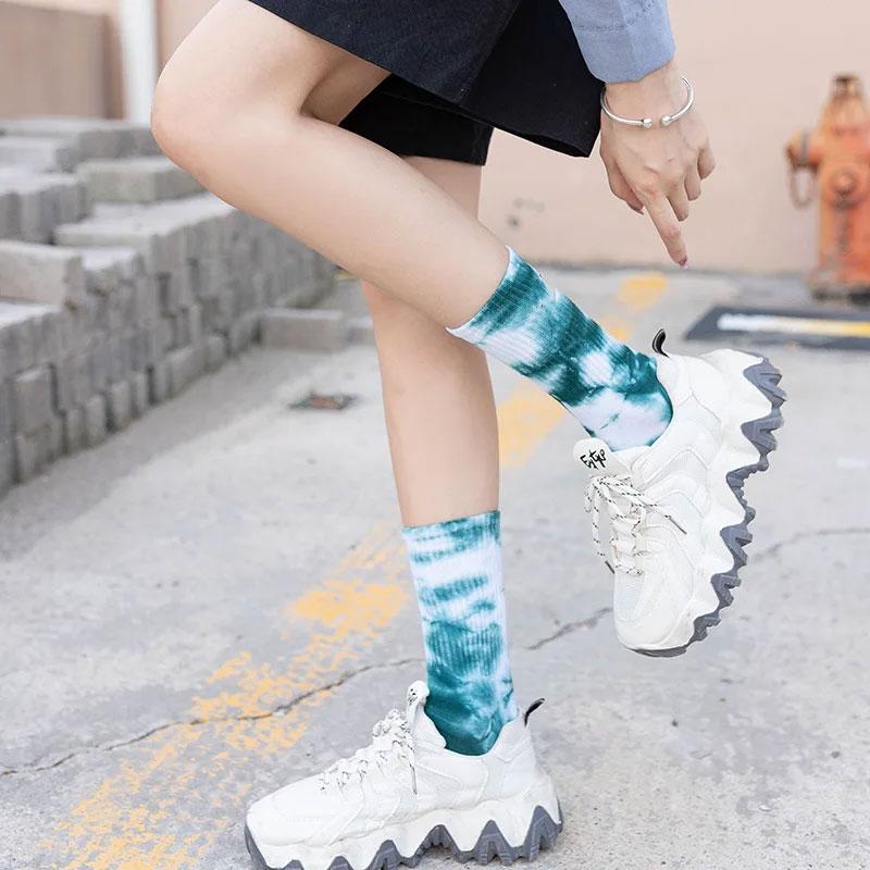 ABIF1 Длинные носки с tie-dye и крючком, Взрывной уличный стиль, Модные и стильные носки, Унисекс для скейтбординга, Спорта, Отдыха и F