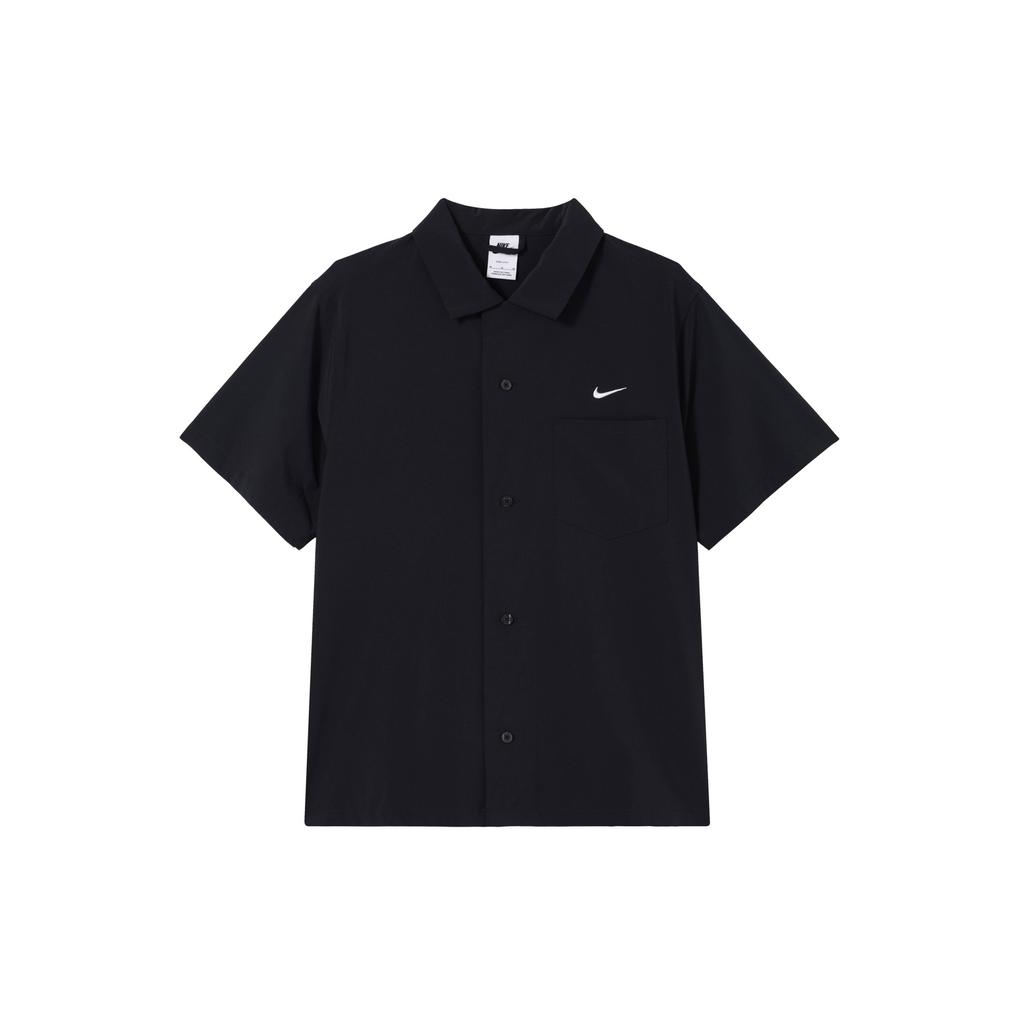 Nike Повседневная свободная рубашка с коротким рукавом и отложным воротником, топы унисекс, черный цвет DV9074-010