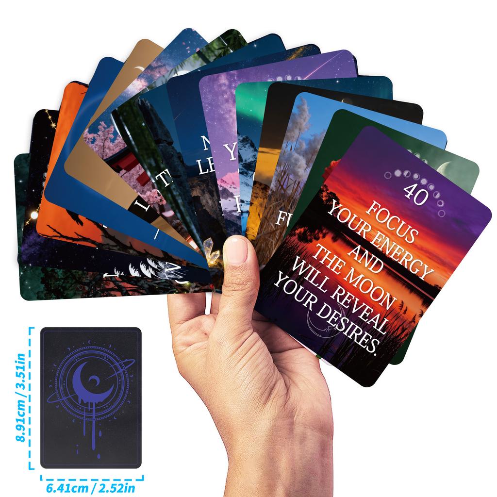 9*6.7см Мистическая Луна Оракул - 50 Карт для Духовного Руководства, Манифестации и Ритуалов Лунных Фаз