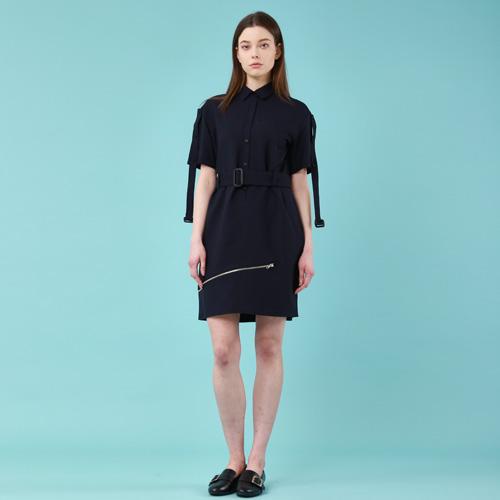 Bunderghost Transform Asymmetrical Zipper Strap Dress (Navy)