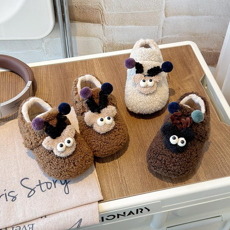 Winter Kids Birkenstock Fleece Lined Cotton Shoes Girls Cute Fuzzy Cartoon Boys Warm Toddler Boots