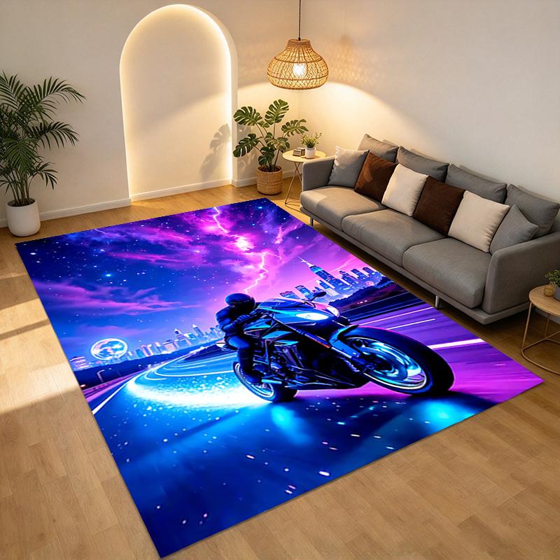 Motorcycle Night Living Room Nonslip Area Rug Soft Carpet For Bedroom Game Playroom Sofa Office Home Decor Doormat Christmas Gift C9301924