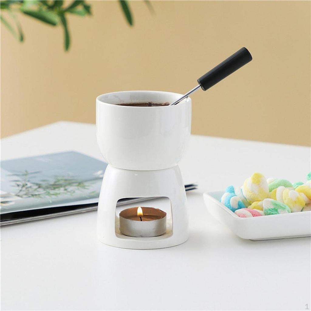Ceramic Butter Warmer Melting Pot Heater Fondue Melt Bowl for Snack