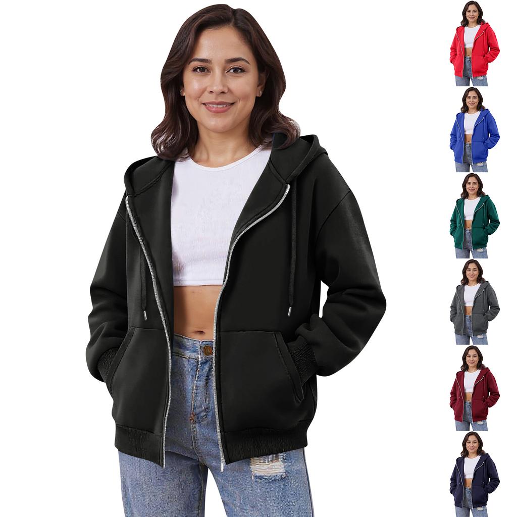 Women's Off Shoulder Zipper Hoodie Sweatshirt Fashion Clothing Casual Jacket