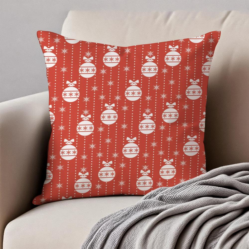 Christmas Snowflakes Cushion Cover Pillowcase Antidustmite Invisible Zipper Short Plush Sofa Cushion