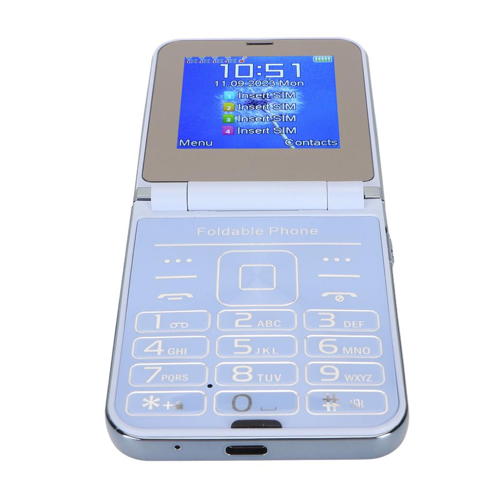 Раскладной телефон 2G 2.6 дюйма, мобильный телефон для пожилых людей, 2 экрана, 1.3 МП, 4 SIM-карты, режим ожидания, большие кнопки, большие цифры, громкий звук