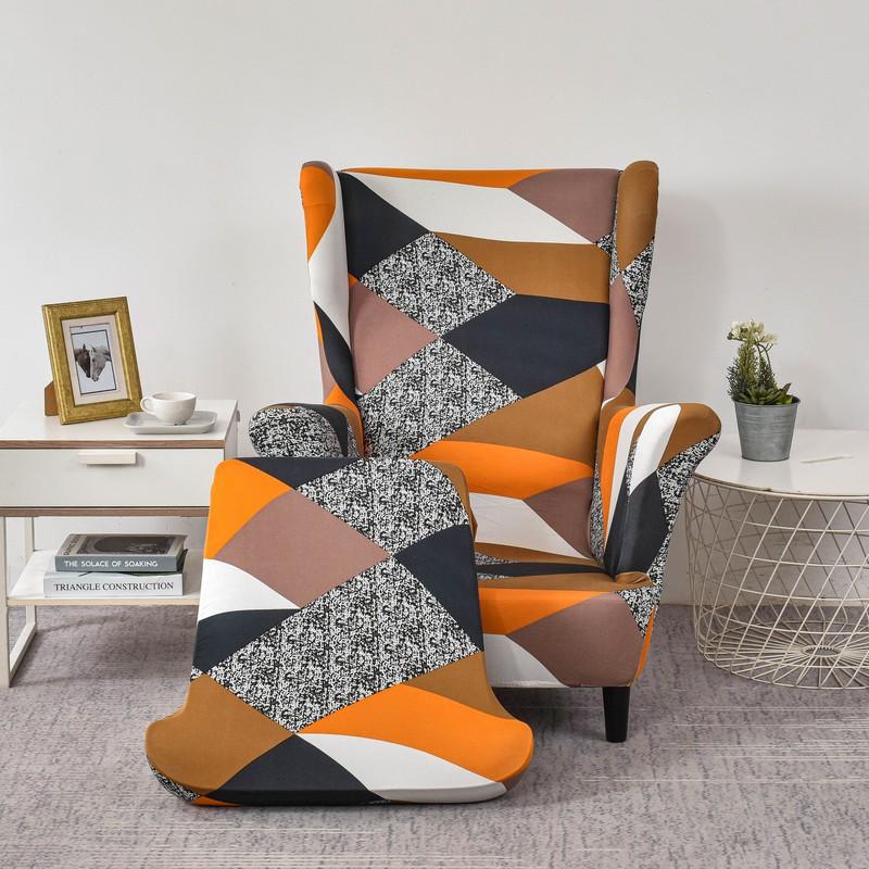 Чехлы для стульев с крыльями, 2 шт./компл., эластичный чехол для дивана, чехол для кресла с принтом, защитный чехол для мебели, мягкий диван с эластичным дном