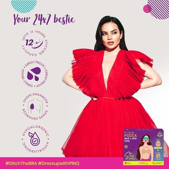 PINQ POLKA Breast Lift Tape with Free Nipple Pasties and Breast Pasties 6 Pcs for DD-E Cup Size|Shape Enhancer Body Tape|Skin Friendly |Push Up Tape