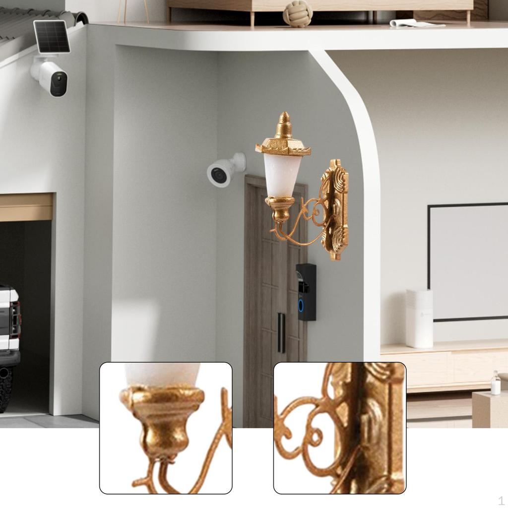 Миниатюрный настенный светильник Декорация DIY проекты Винтажная садовая модель Светящийся для 1/64 Здания