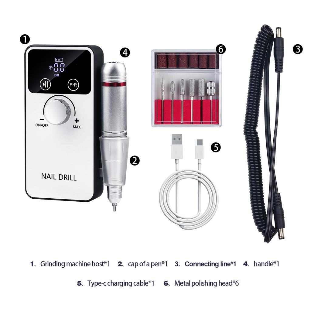 Nail V5 Professional Electric Power Storage Портативная ручка для маникюра Устройство для удаления омертвевшей кожи Полировщики для ногтей Полировщики для маникюрного салона Машинка для маникюра Шлифовальная машина для ногтей