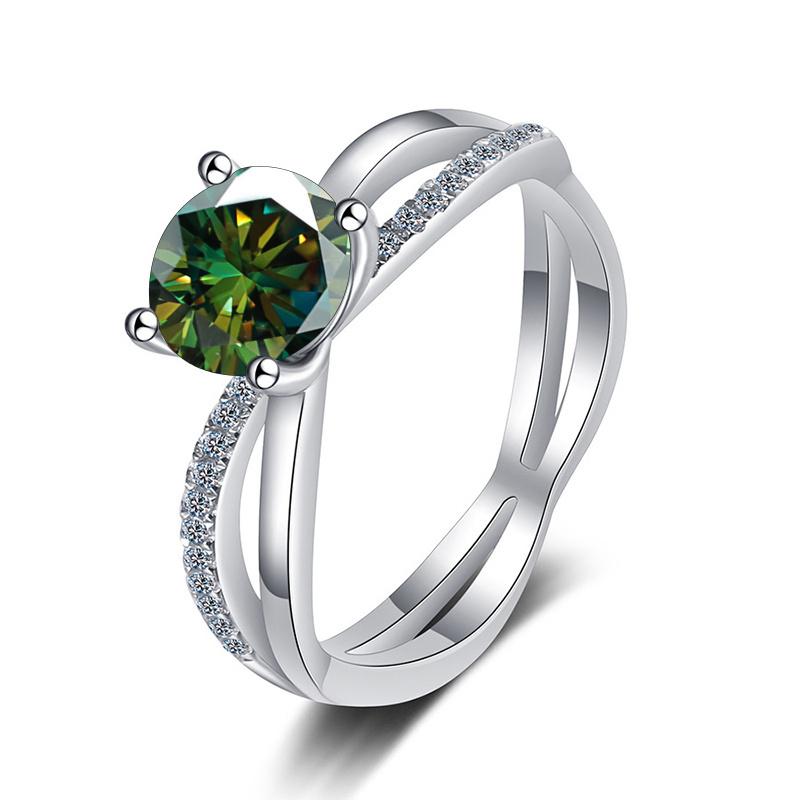 Bague Ringen Роскошные ювелирные изделия из стерлингового серебра 925 пробы, 1 карат, цвет D, кольцо с муассанитом и бриллиантом для свадьбы, полые кольца с четырьмя когтями и крестом