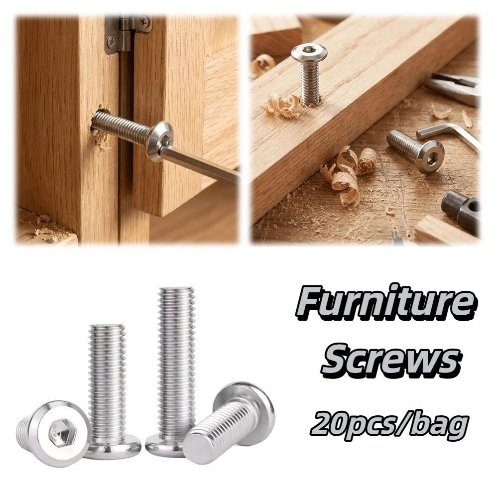 20pcs/bag Inclined Round Head Large Flat Countersunk Hex Socket Bolts Furniture Assembly