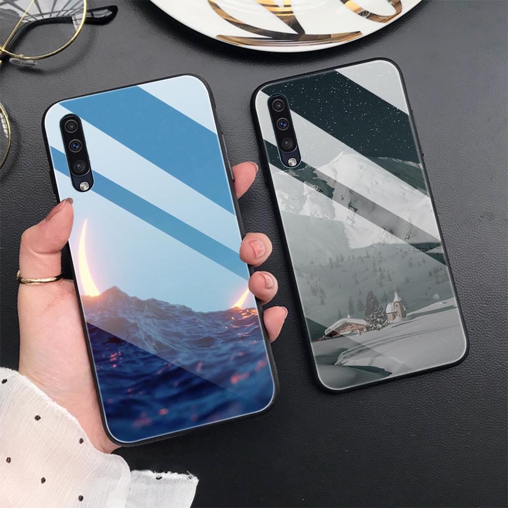Чехол с горным пейзажем для Samsung Galaxy A71 A72 A70 A73 A53 A13 5g A03 A22 A21s A03 Core A42 A52, защитный стеклянный чехол