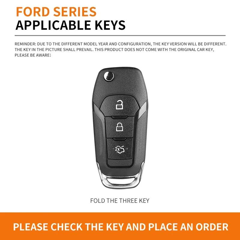 Car Sticker Hot For Ford New 3 Button Leather Car Remote Key Case Cover Shell Protection Bag For Ford Figo Mondeo 5 Ecosport Pum
