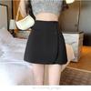 High-Waist Korean Style Irregular A-line Skirt with Shorts - Women's Summer 2025 Slimming Black Midi