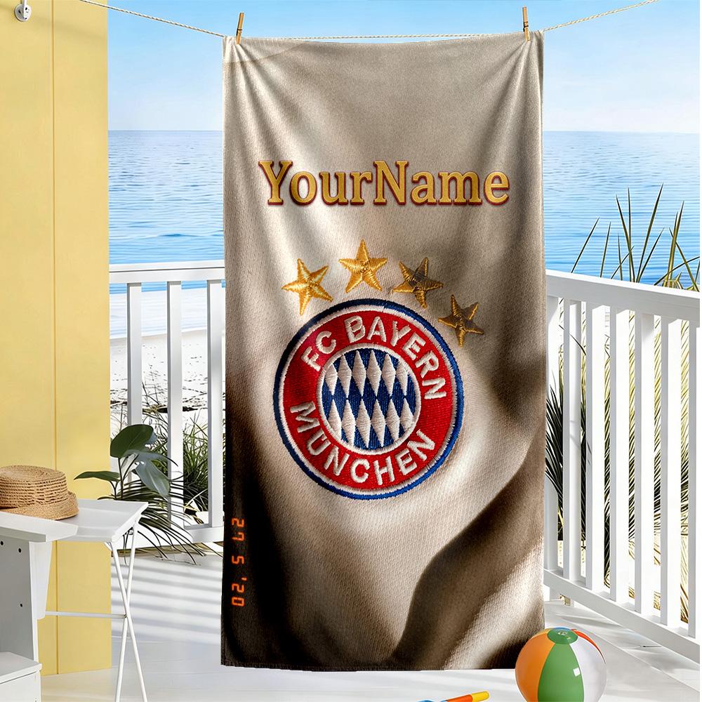 Bayern Munich Customize Your Name Beach Towel Quick-Dry Soft Microfiber Ideal for Travel Outdoor Swim Pool Yoga Surf Camping Hiking Gym Gift Holiday