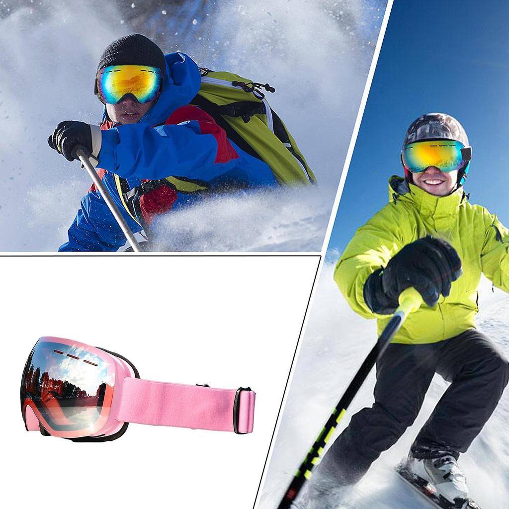 Magnetic Ski Goggles Windproof Glasses for Adults Pink Frame Pink Lenses