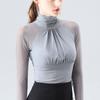 Black Pleated Mesh Turtleneck Bottoming Shirt Women's New Slim-fitting and Thin T-shirt Temperament Thin Long-sleeved Top