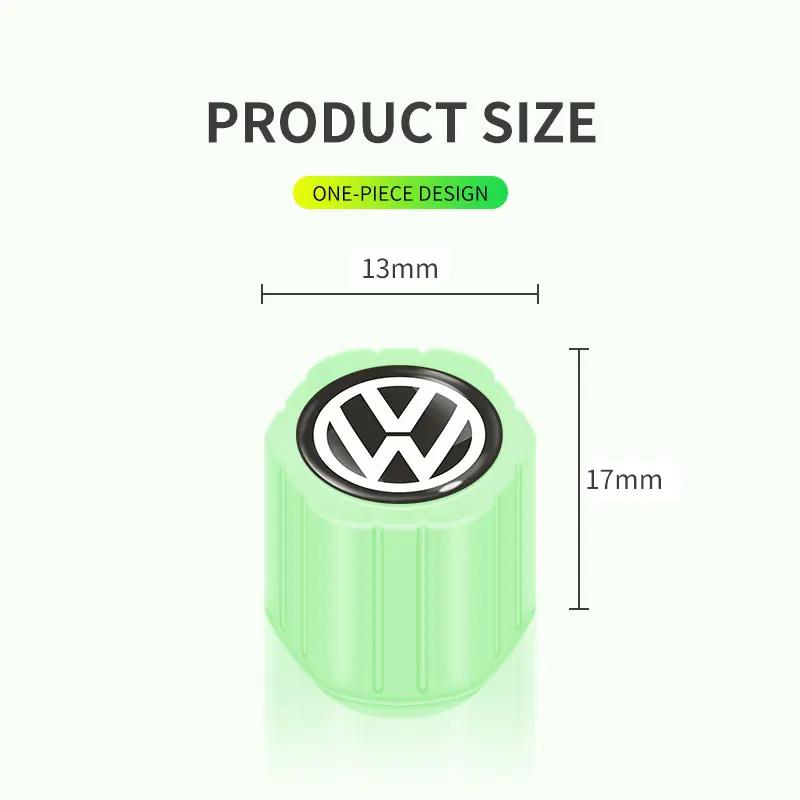 For Volkswagen Luminous Tire Valve Caps Multi-color Fluorescent Night Glowing Decor For Volkswagen VW GTI R Polo Golf MK8 Passat