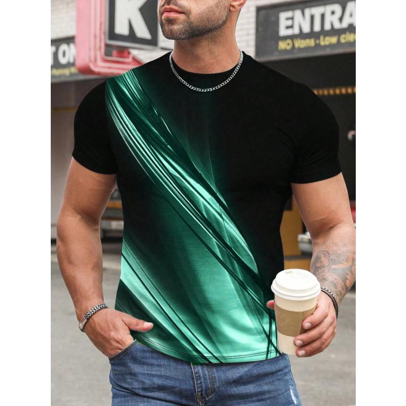 Fashion Men's T-shirt 3D Gradient Print Short-sleeved T-shirt Daily Wear 6XL Simple Print Fashion Casual Round Neck T-shirt