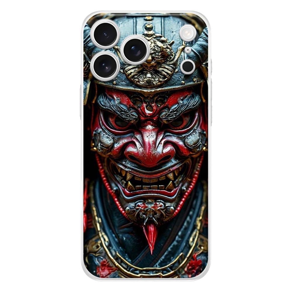 Мягкий чехол для телефона для iPhone 17 Air 16E 16 11 15 14 Pro MAX 12 13 7 8 Plus SE Пасхальный чехол Защита Япония Лицо призрака Самурай