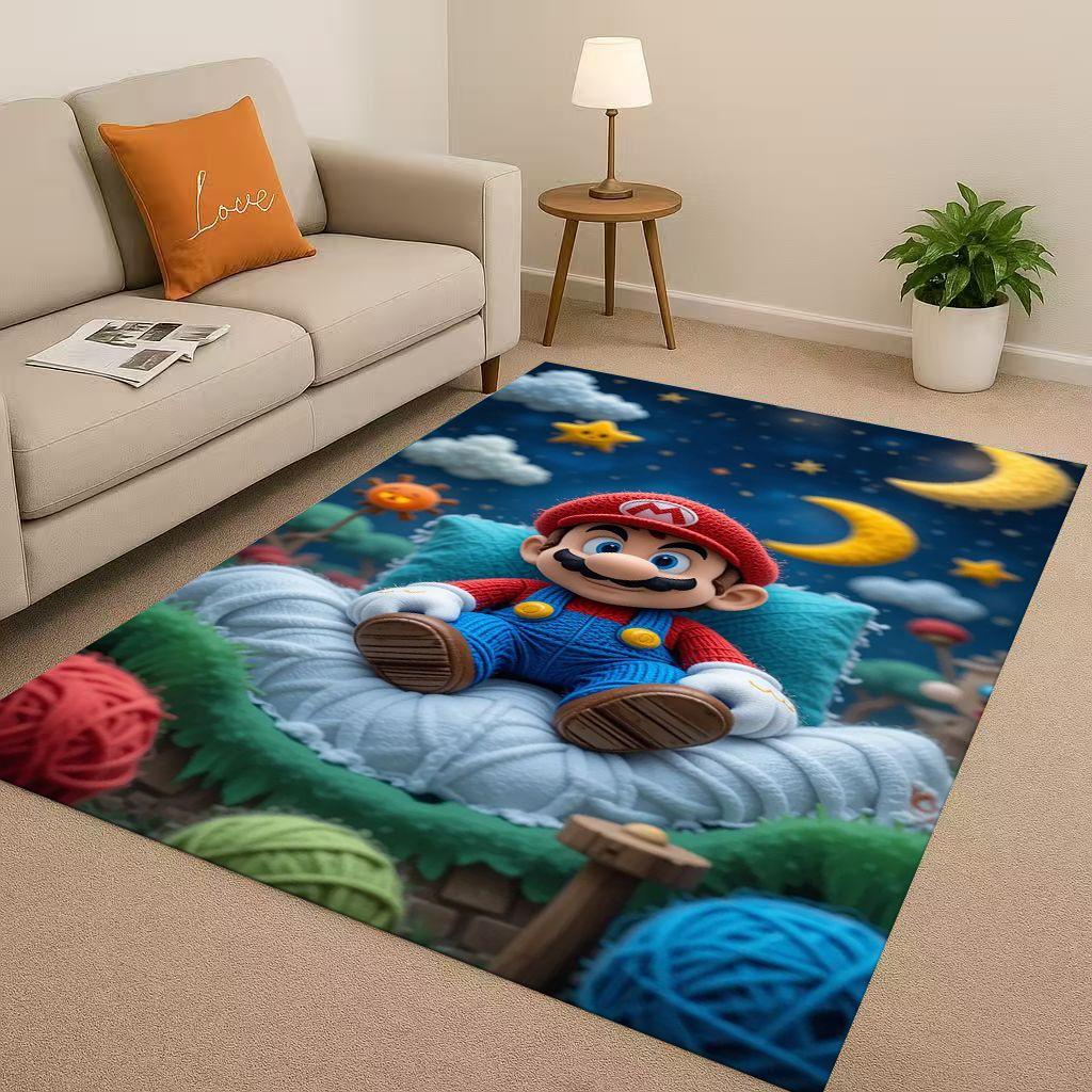 3D MINISO Mario Game Cartoon Christmas Gift Living Room Non-Slip Area Rug Carpet for Bedroom Playroom Sofa,Home Decor Doormat