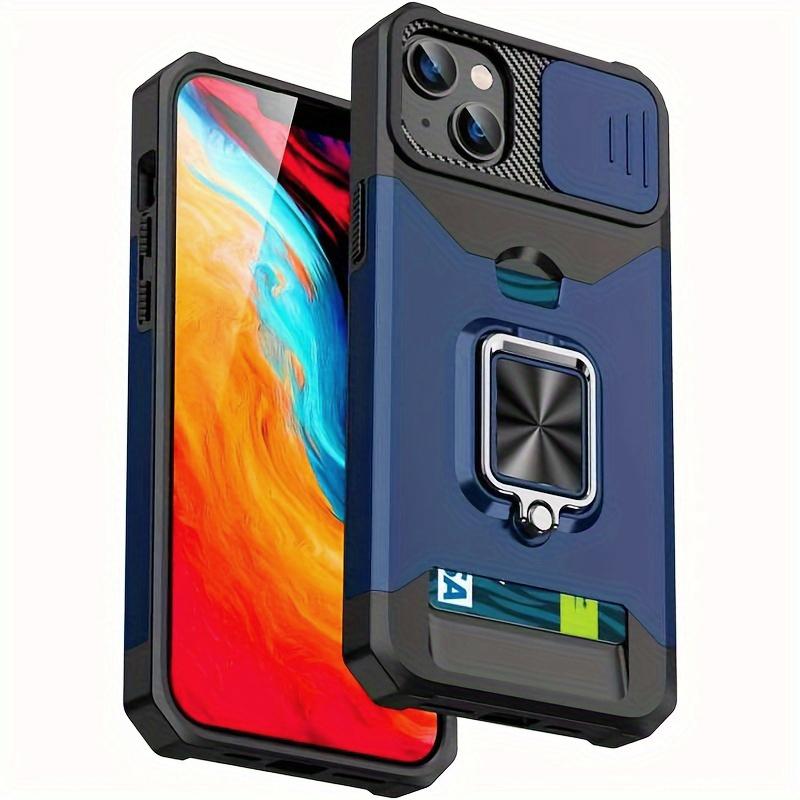 Ударопрочный тяжелый жесткий чехол с металлической подставкой и слотом для карт для iPhone 16 Pro Max 15 Pro Max 14 Pro Max